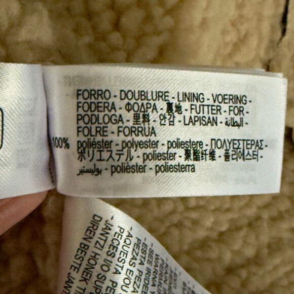 Cropped aviator shearling moto jacket brown faux leather Coat Zara Sz M NO BELT - Picture 10 of 10